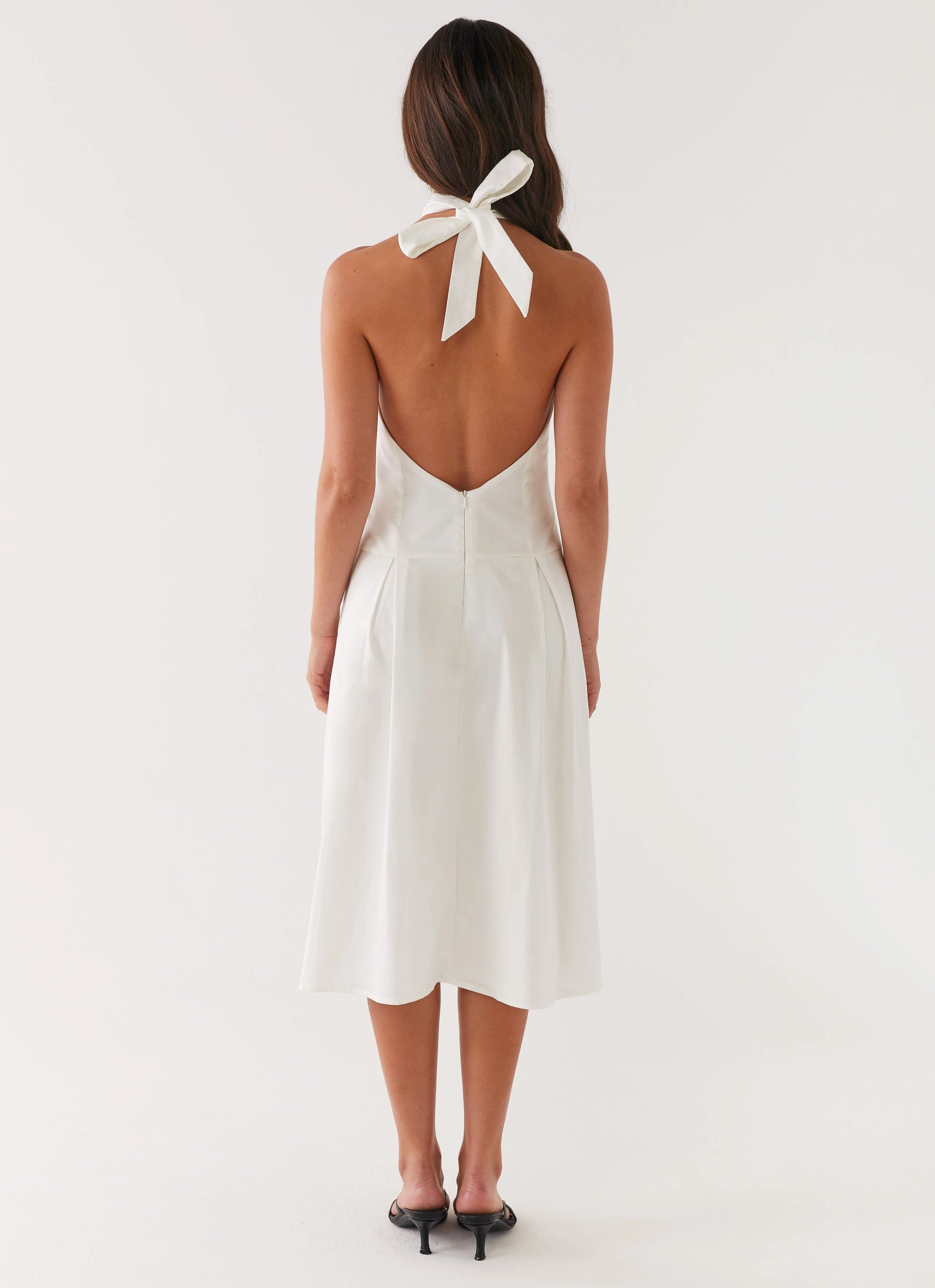 Vibrant patterned dress Light Rhythm Calla Halter Midi Dress - White