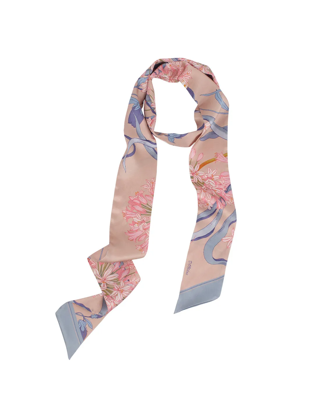 Chowxiaodou 16 Momme  Agapanthus Silk neck bow -Pink Ultra Basic Versatile Everyday Wear