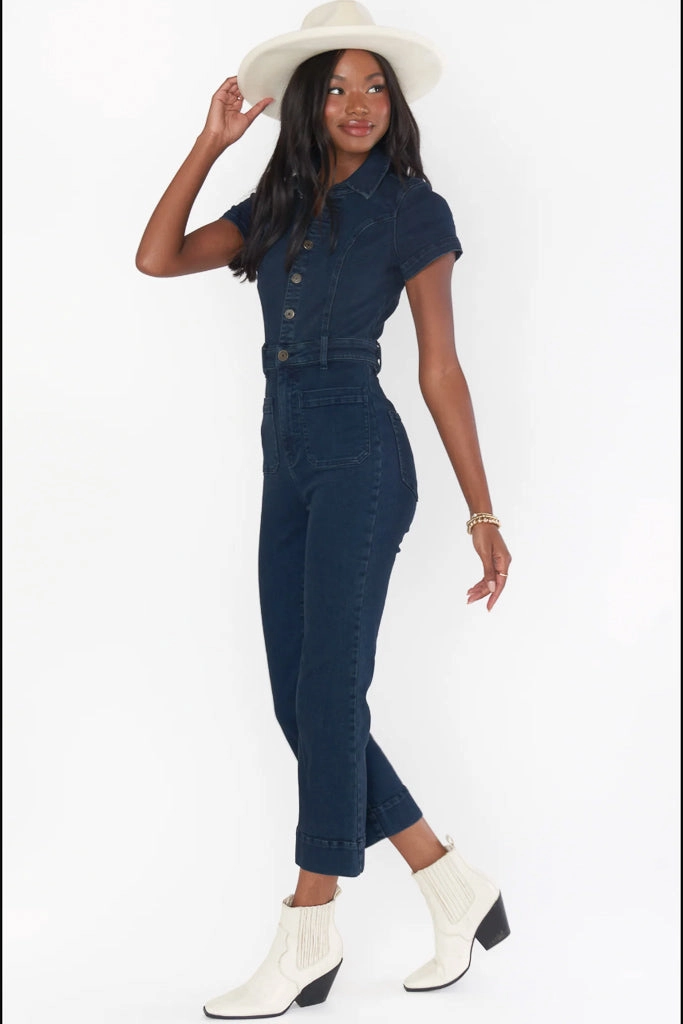 Show Me Your Mumu Cropped Everhart Jumpsuit - Thunder Light material
