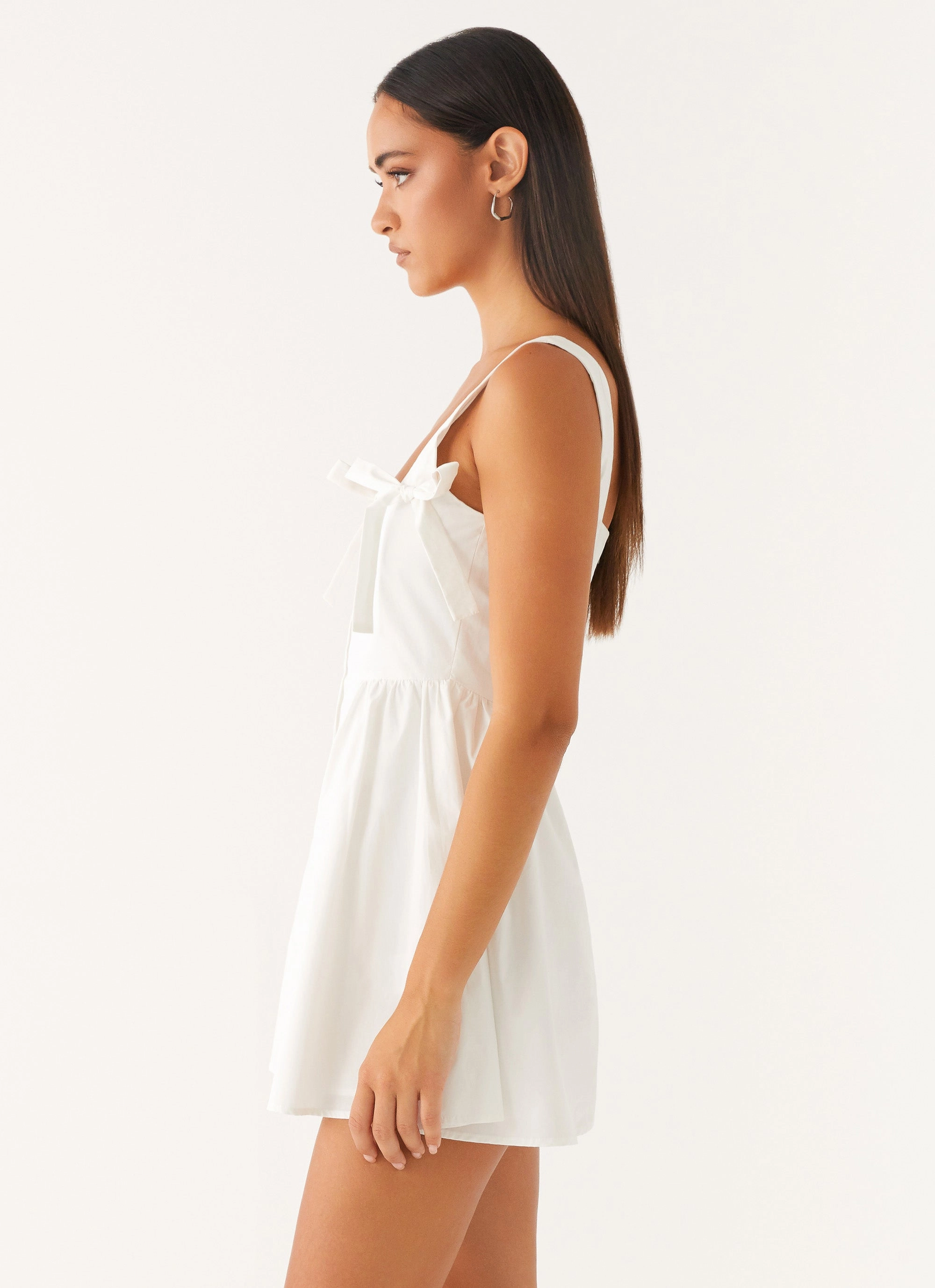 Refined Texture Unconditional Mini Dress - White