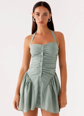 Natural Mood Performance Wear Fable Mini Dress - Sage