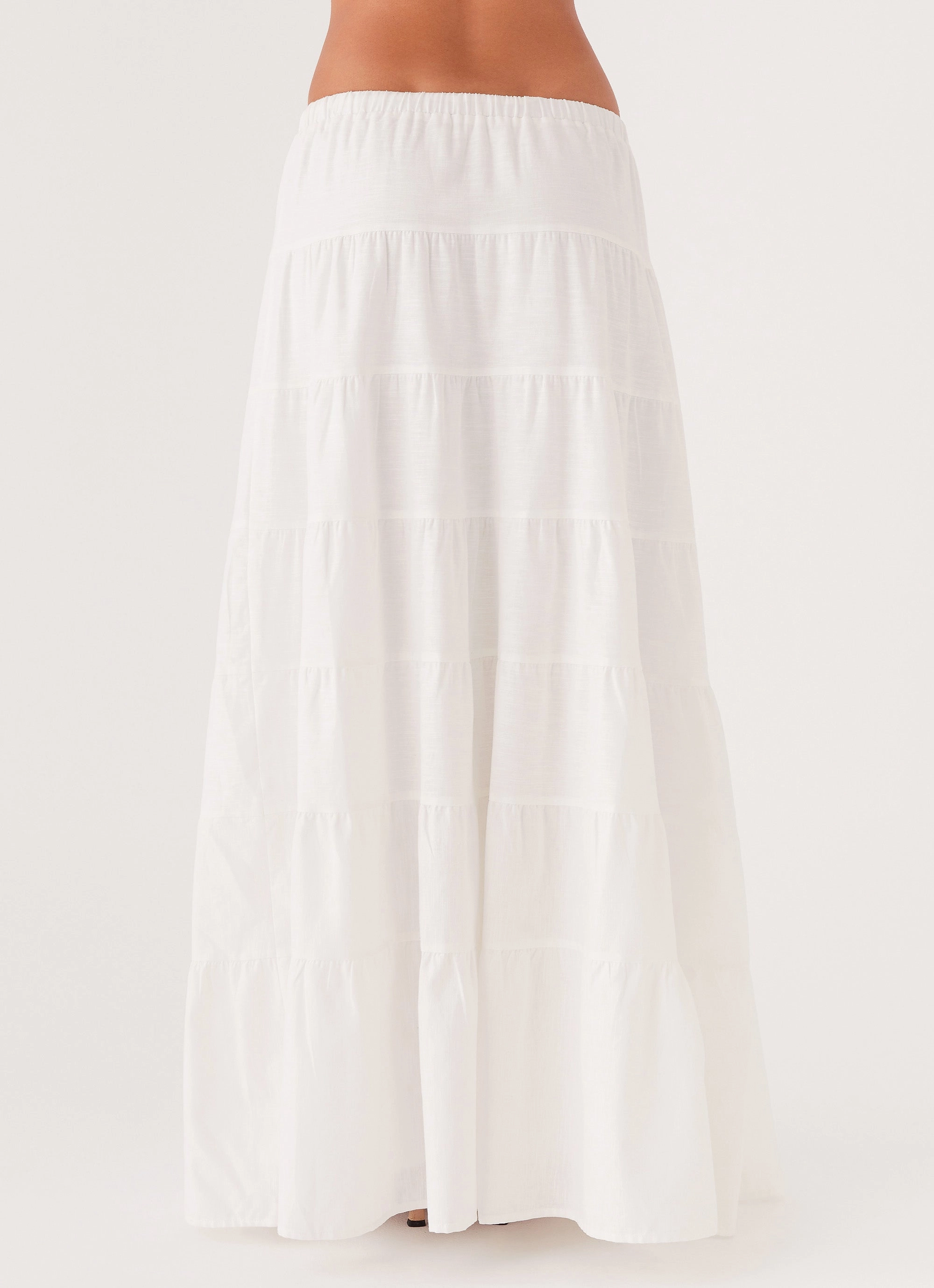 Earth Tones Mariella Linen Maxi Skirt - White