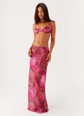 Camellia Maxi Skirt - Lavender Lagoon Elastic hemline