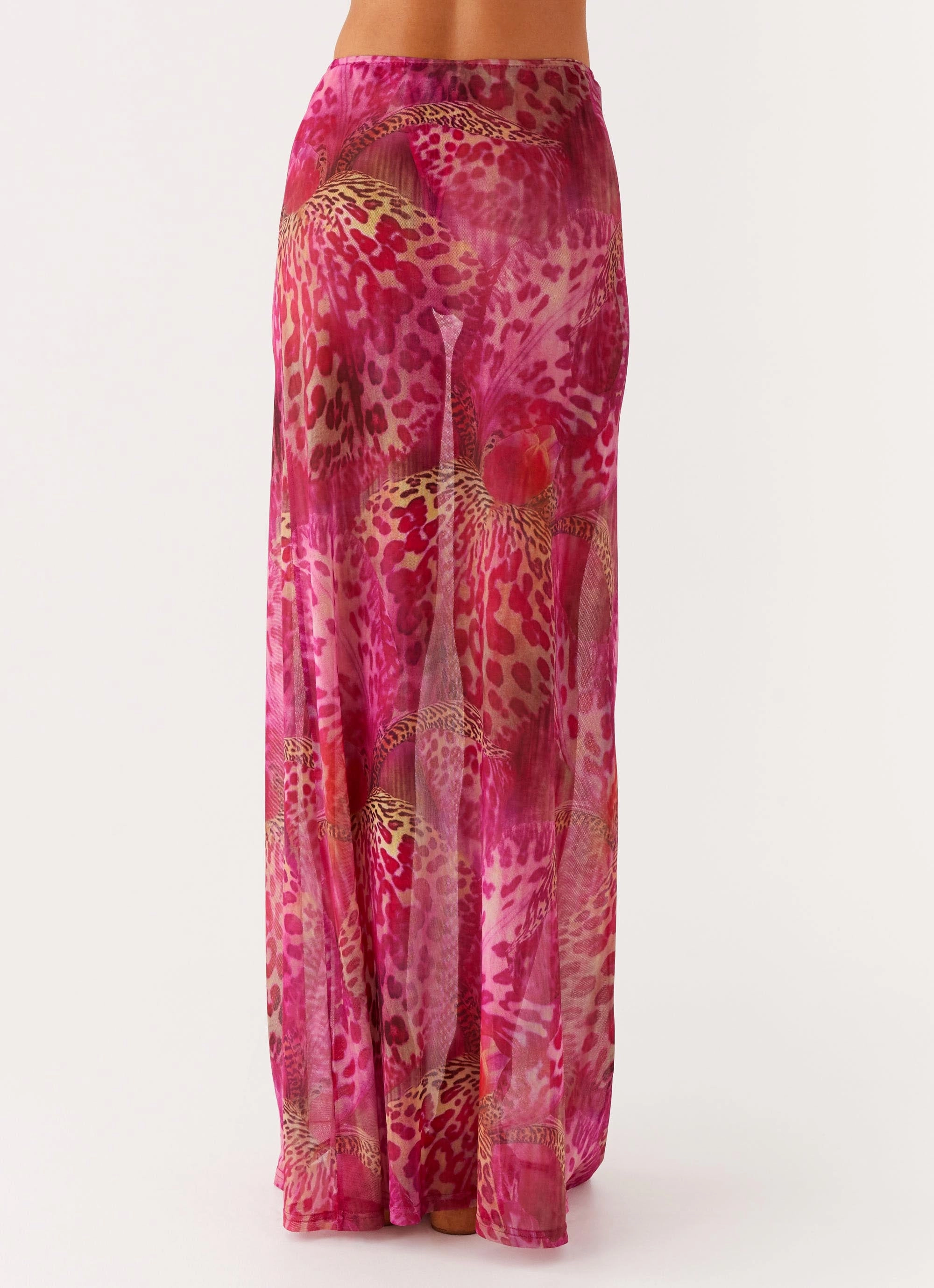 High End Quality Clean Cut Camellia Maxi Skirt - Lavender Lagoon