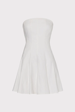 Cameron Solid Linen Strapless Dress Front-Slit Easy Comfort Look