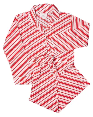 Candy Cane Striped Button Down Ladies Pajamas- FINAL SALE