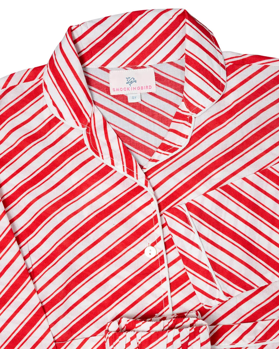 Candy Cane Striped Button Down Ladies Pajamas- FINAL SALE