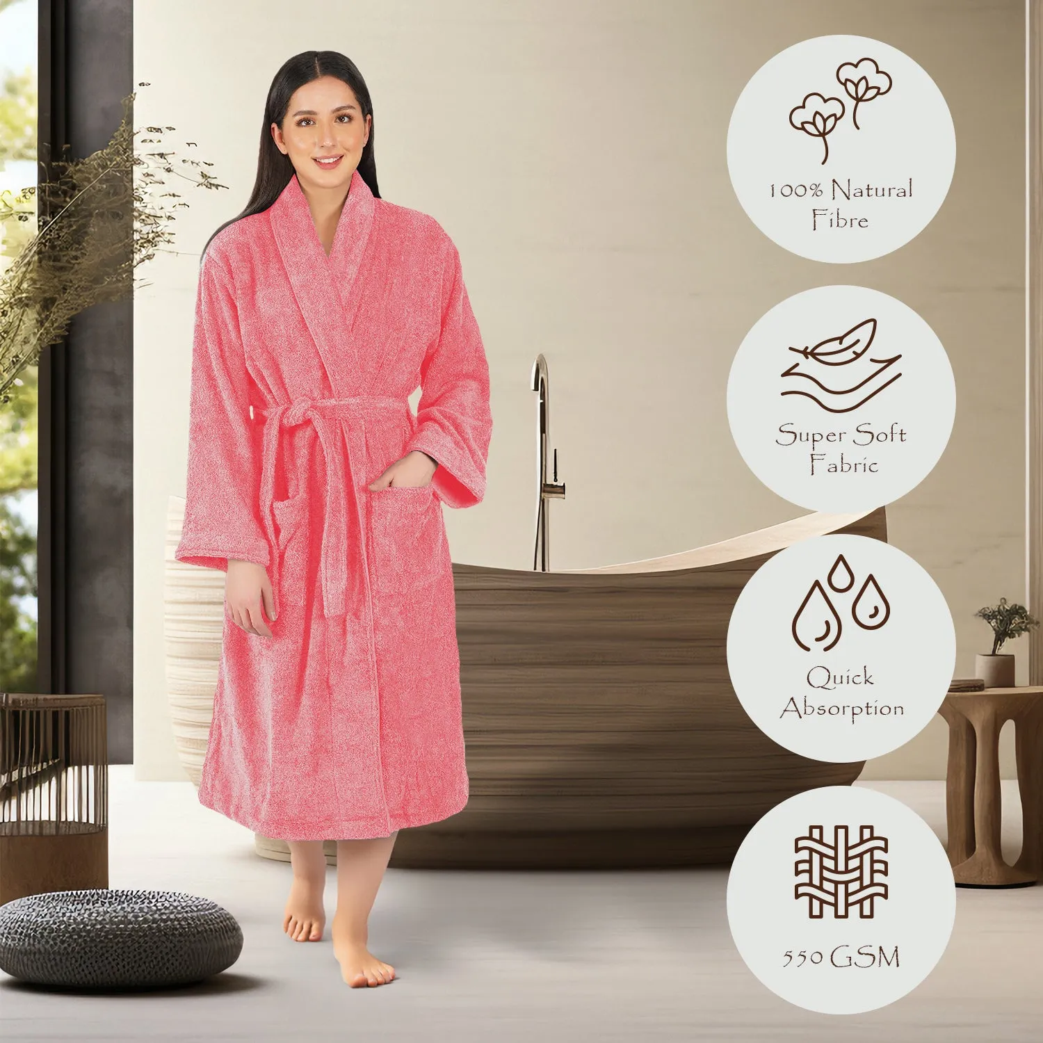 Canningvale  550 GSM Cotton Bathrobe  for Women