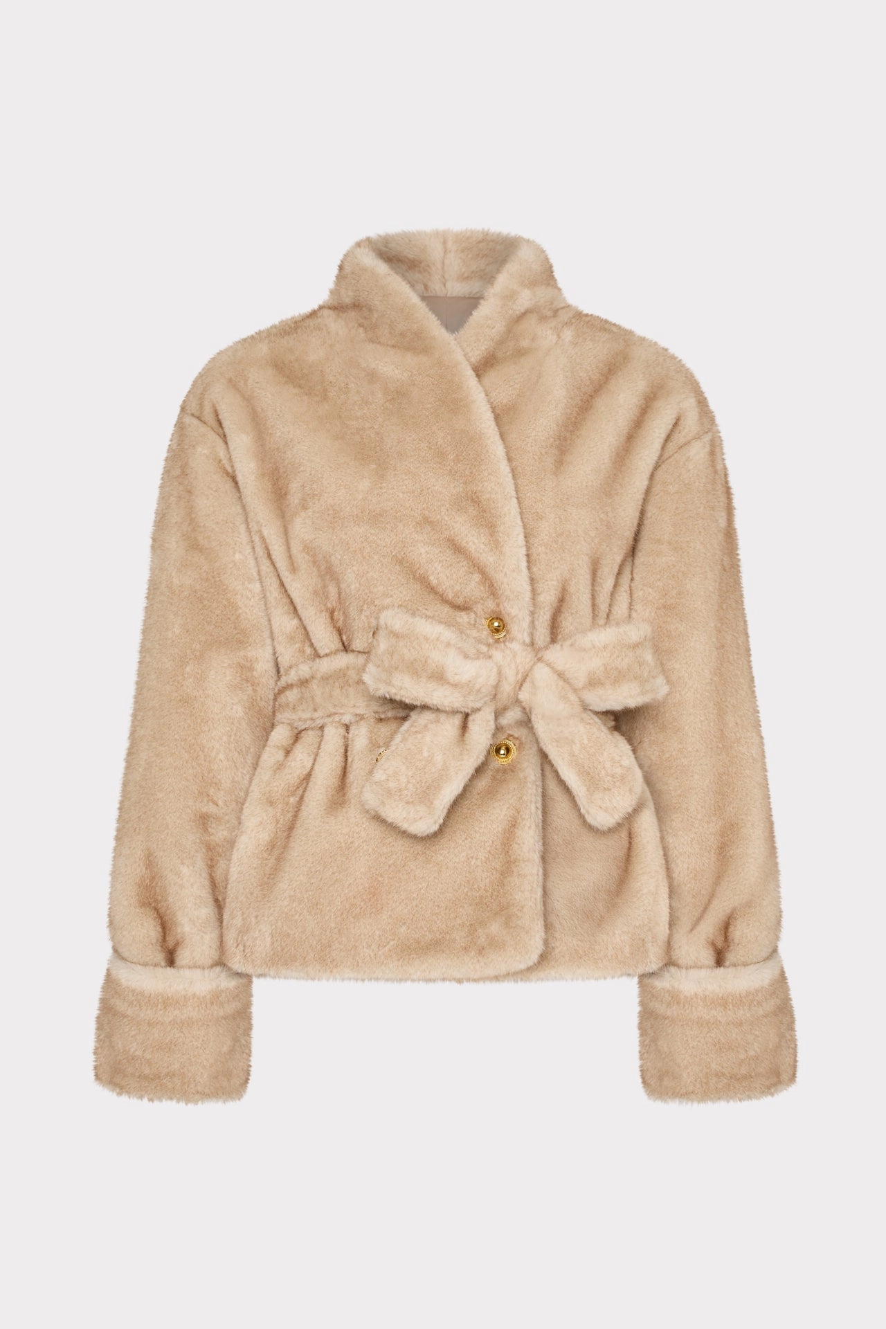 Lightweight Polyester Blend Roll up sleeves Faux Fur Shawl Jacket