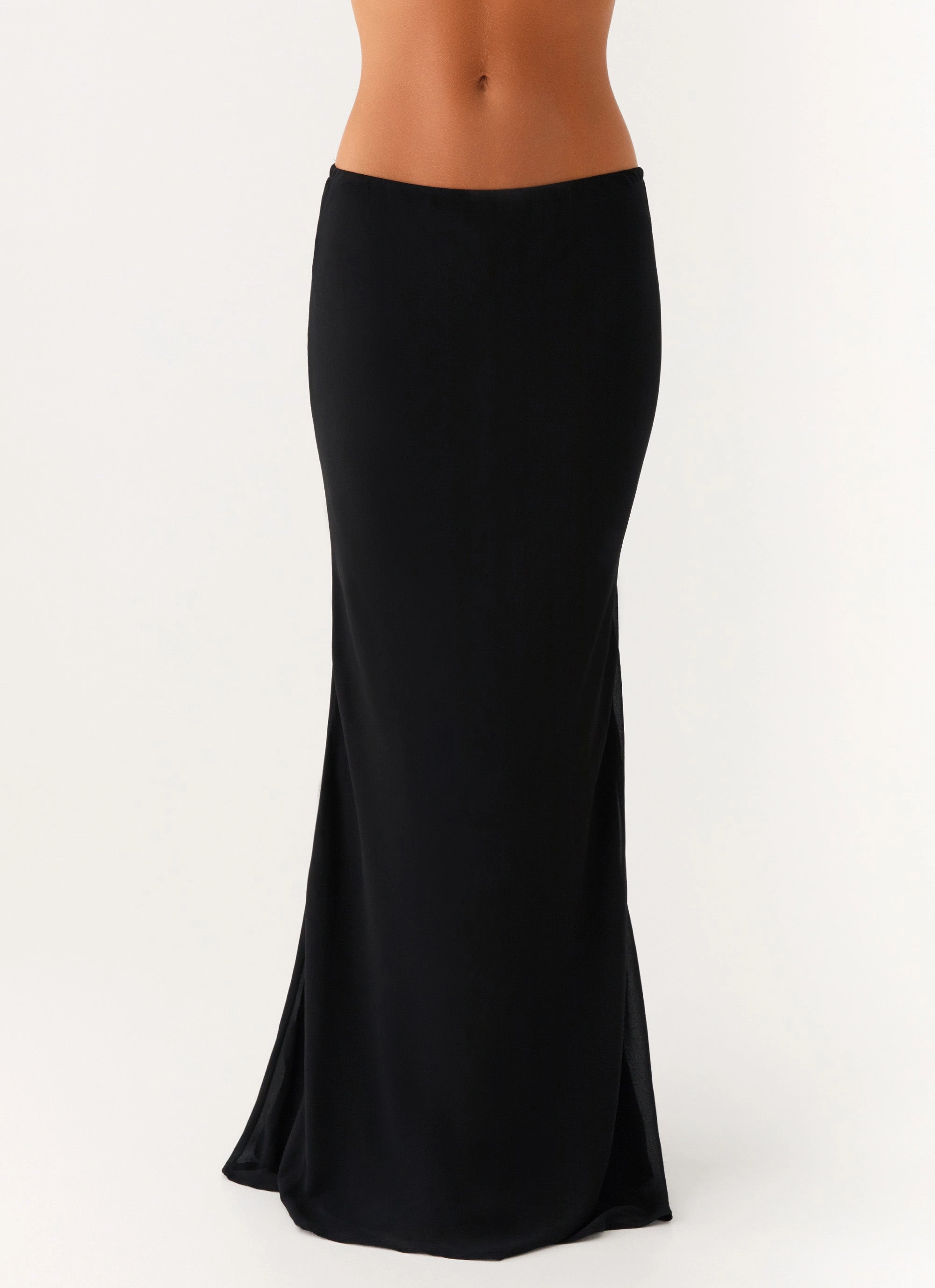 Bohemian vibe Canyon Chiffon Maxi Skirt - Black