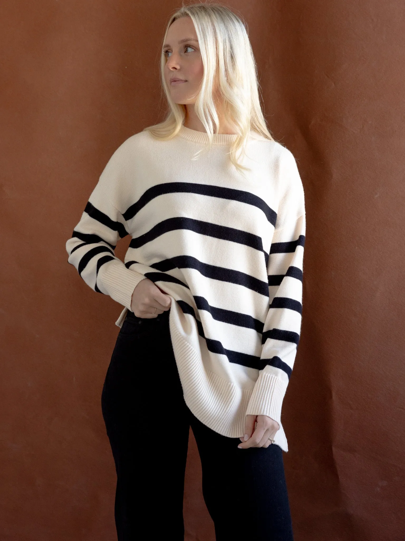 ThermalRegulating NoTagLabel Cape Stripe Knit Ivory