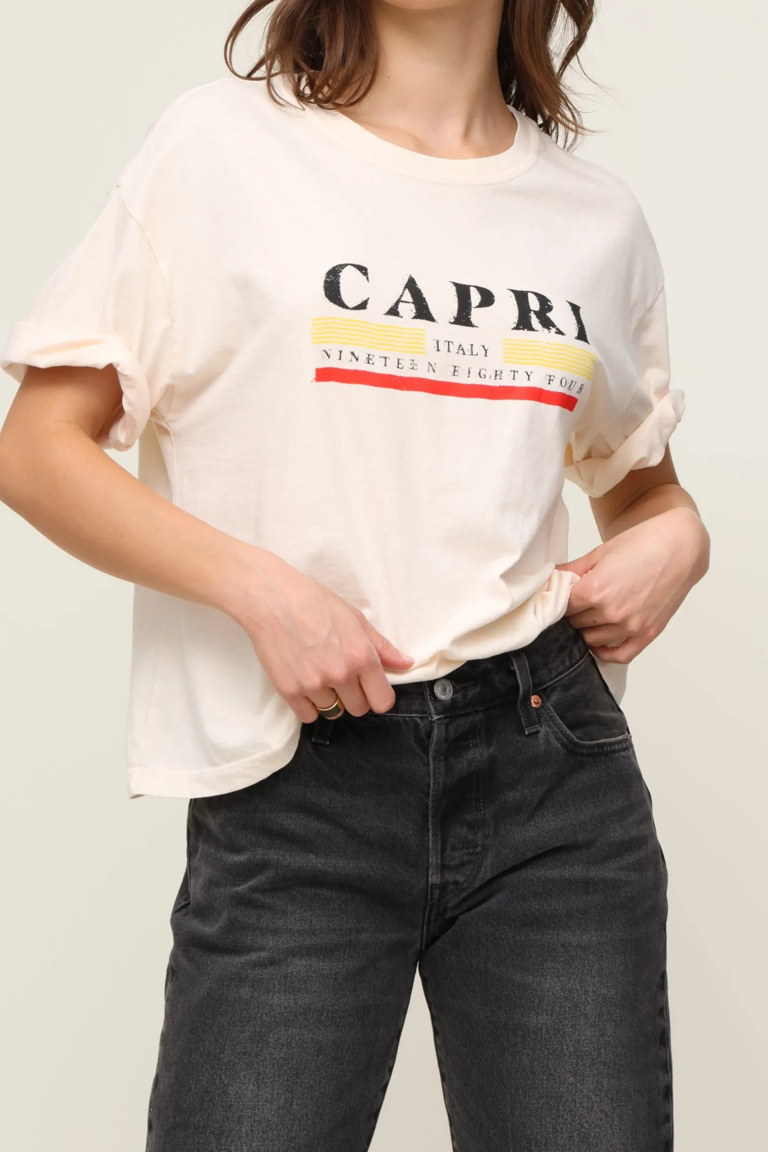 OdorControl Technology Weighted Hem Trim Capri Boyfriend Tee