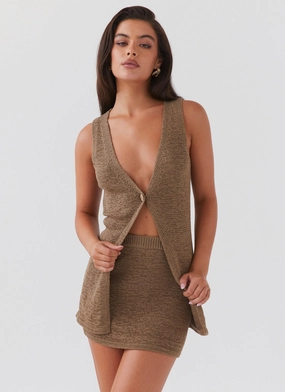 Capri Glow Knit Skirt - Khaki Contemporary Design