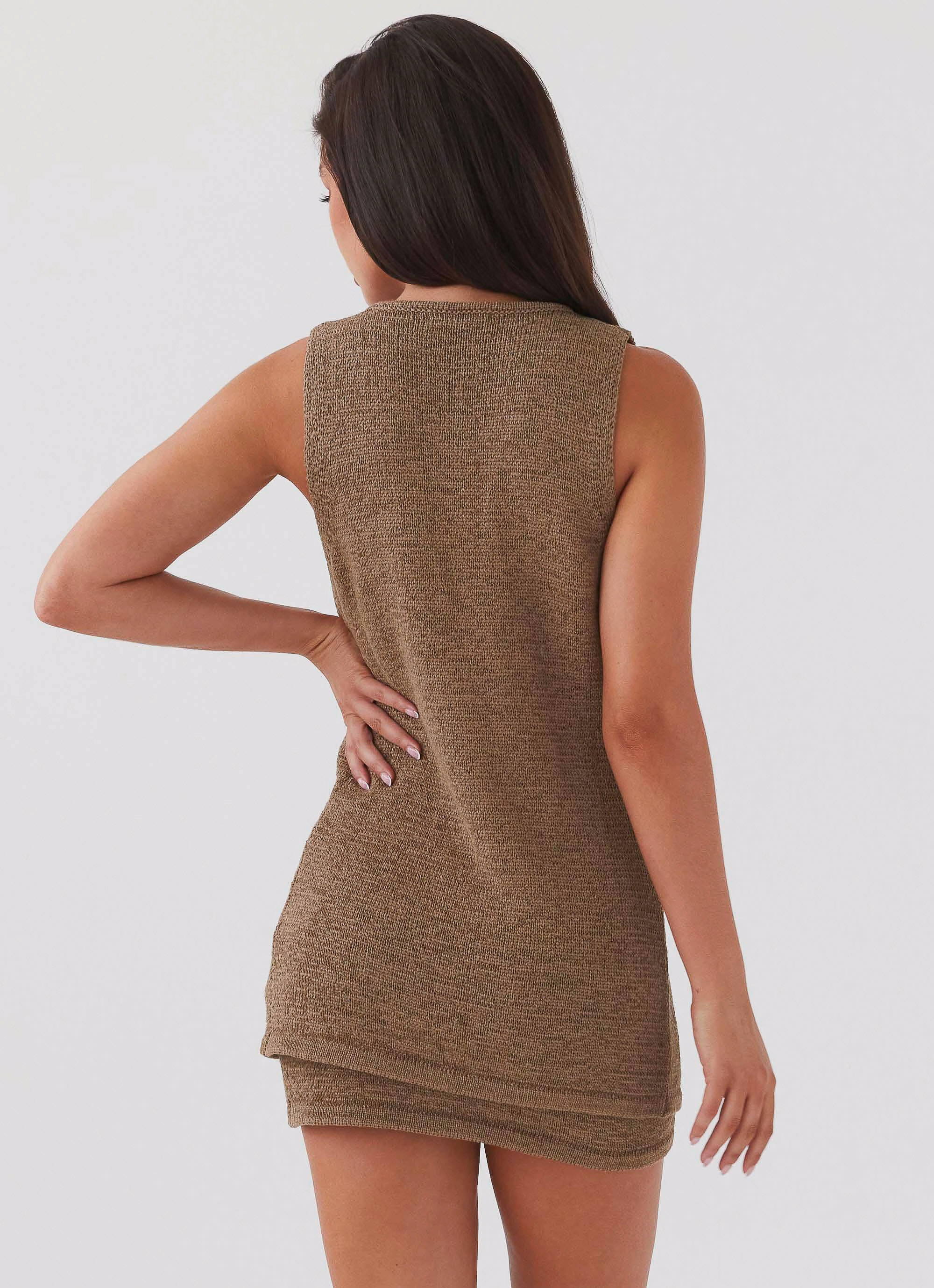Laidback Feel Style Essential Capri Glow Knit Skirt - Khaki