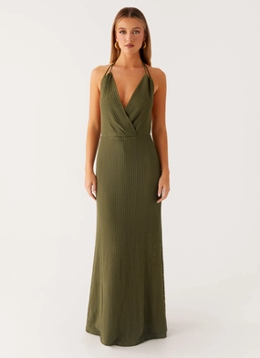 Thora Maxi Dress - Olive flowy style Farm Air