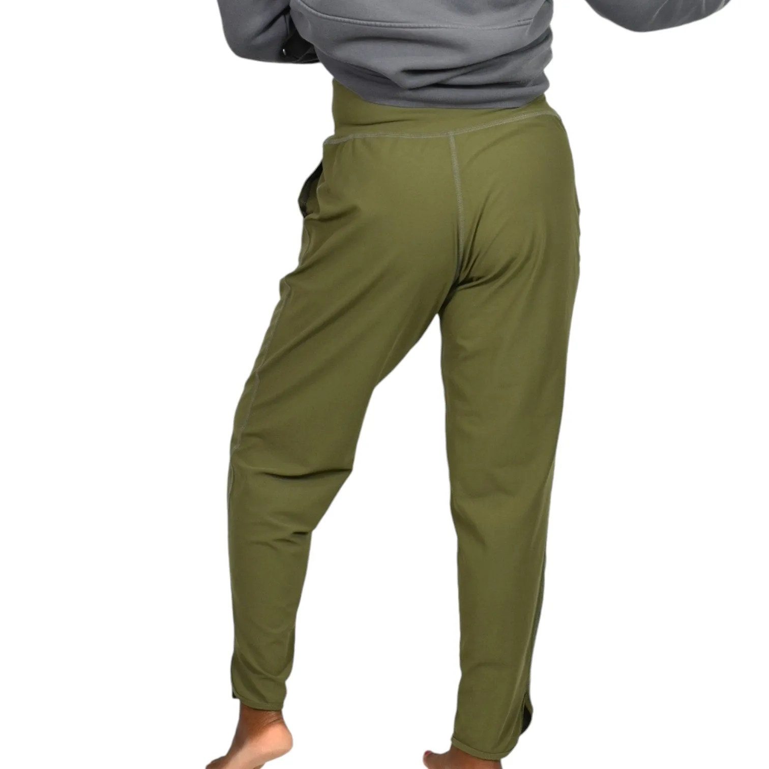Carbon38 Jogger Green Olive Slim Relaxed Lounge High Rise Tulip Hem Size Large