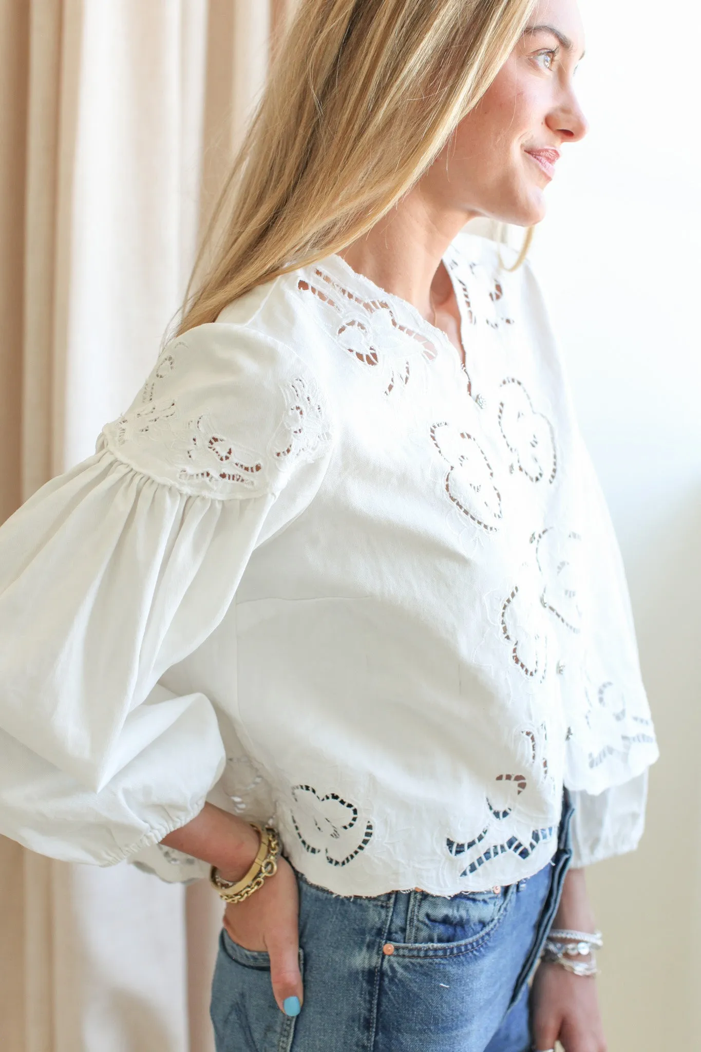 Abrasion Resistant Surface RelaxedFit Lena Embroidered Blouse