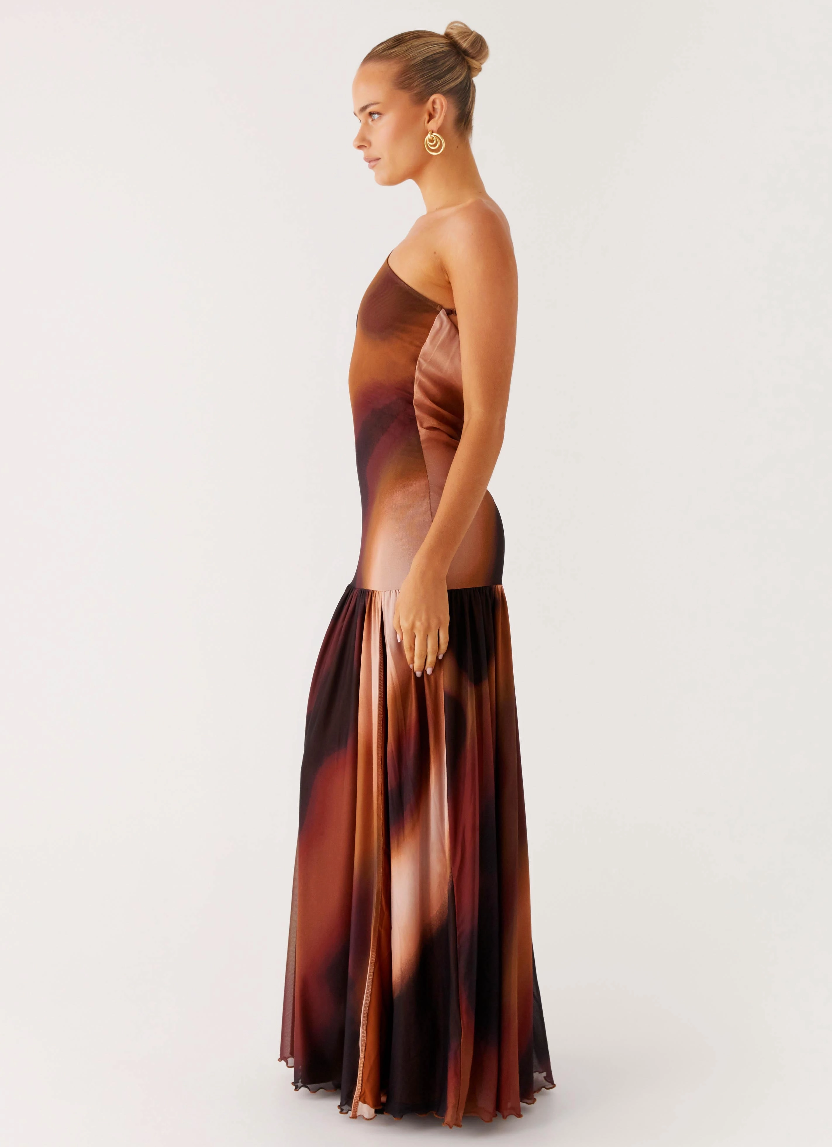 Sheer Look Comfortable office piece Carlina Maxi Dress - Black Gradient