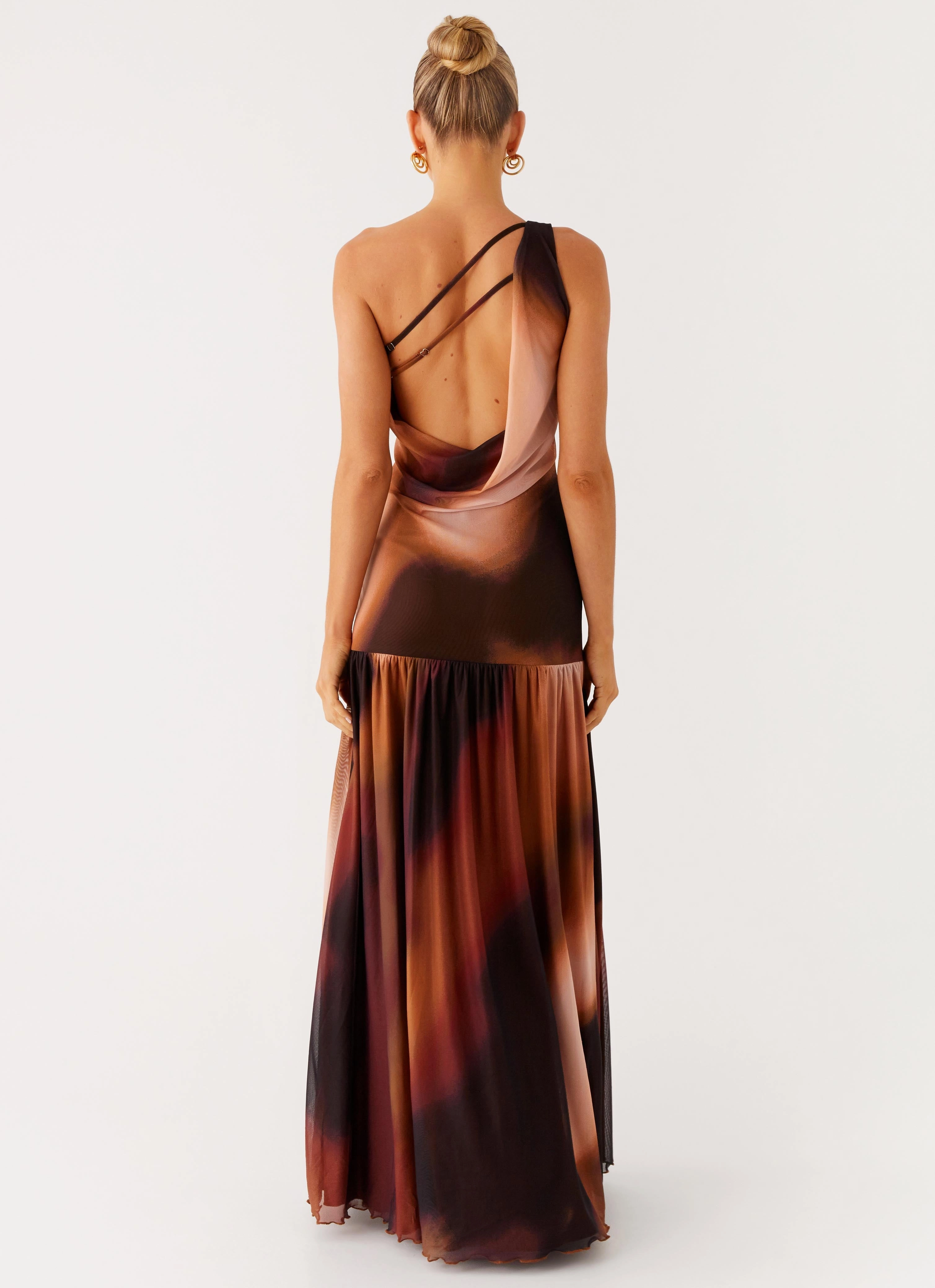 Carlina Maxi Dress - Black Gradient Satin Layers Walkable Flow
