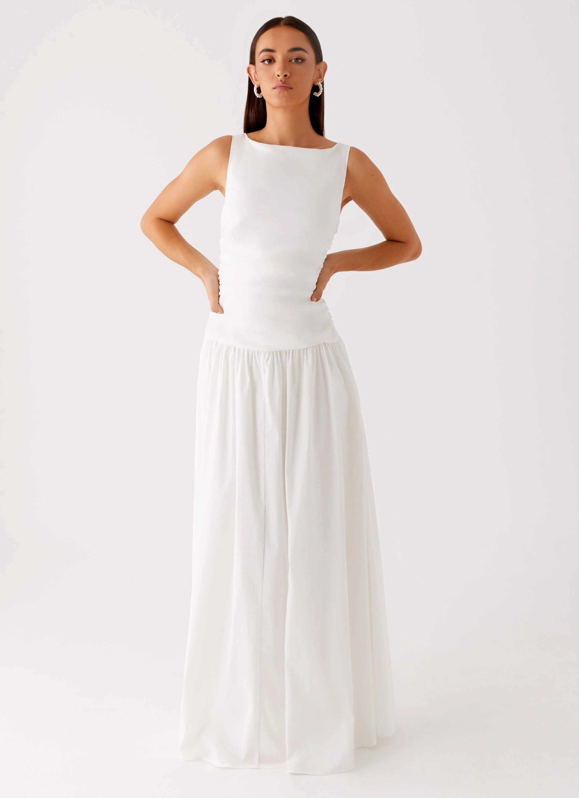 Carmel High Neck Maxi Dress - White Summer Outfit