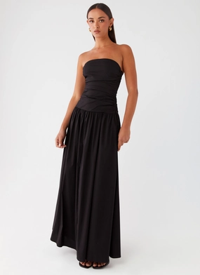 Carmel Maxi Dress - Black Versatile Layers Mesh Soft