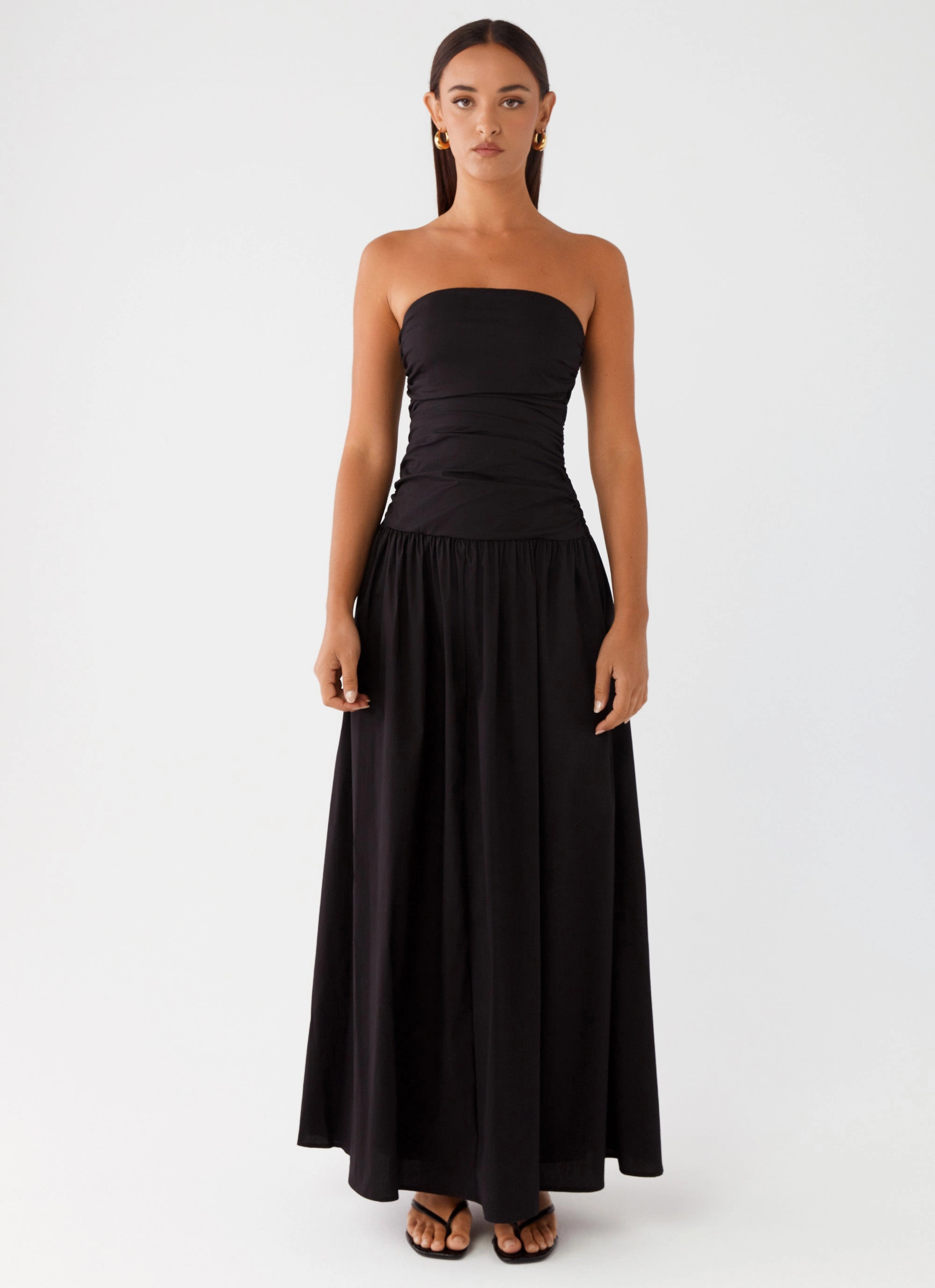 Layered Design Comfortable casual dress Carmel Maxi Dress - Black
