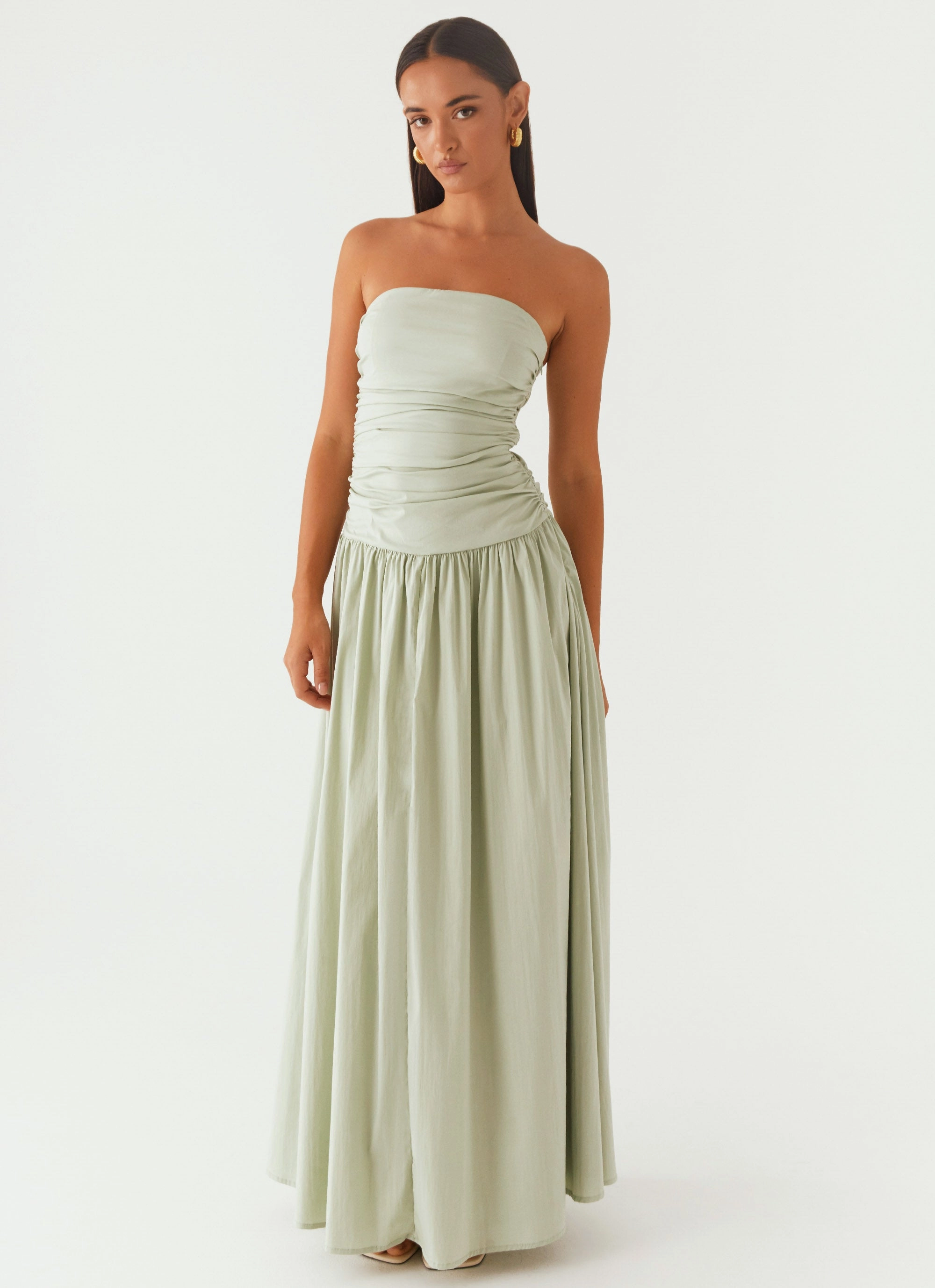 Silk Flow Carmel Maxi Dress - Sage