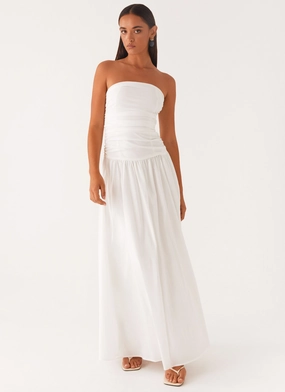 Midi-Length Work Chic Carmel Maxi Dress - White