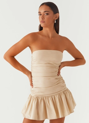 Fresh Look Comfortable Motion Carmel Mini Dress - Ivory