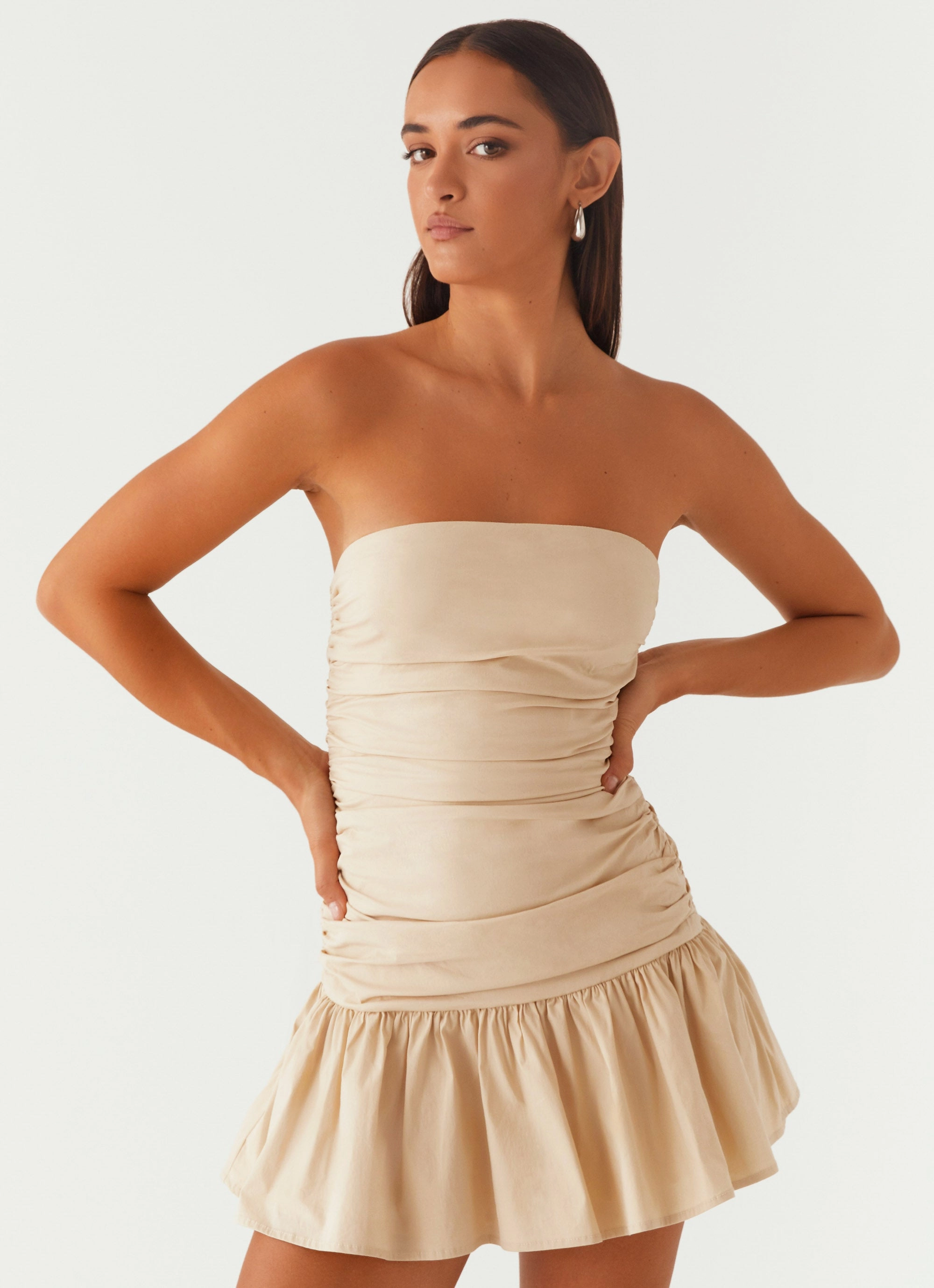 Fresh Look Comfortable Motion Carmel Mini Dress - Ivory