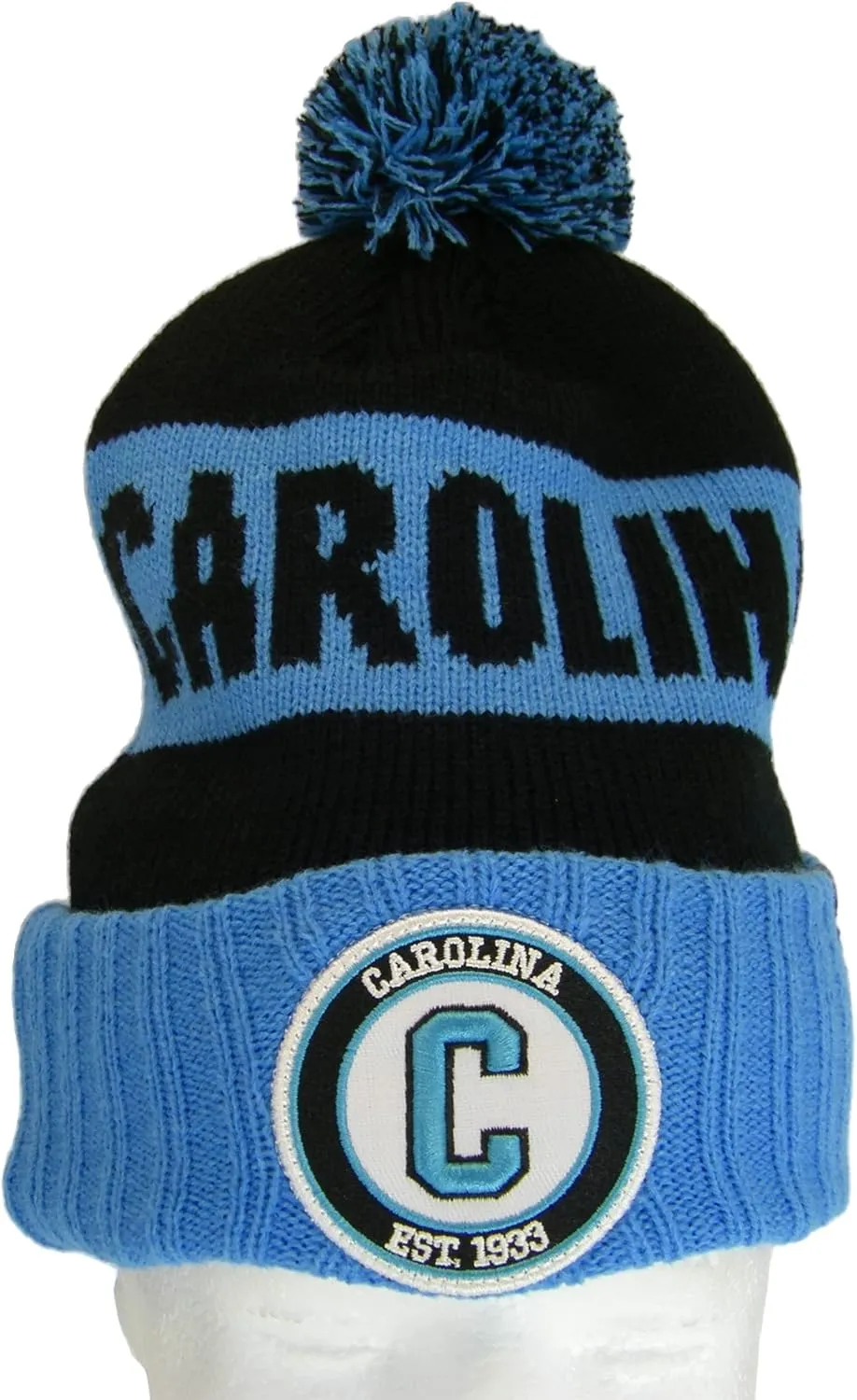 Carolina Ribbed Cuff Knit Winter Hat Pom Beanie