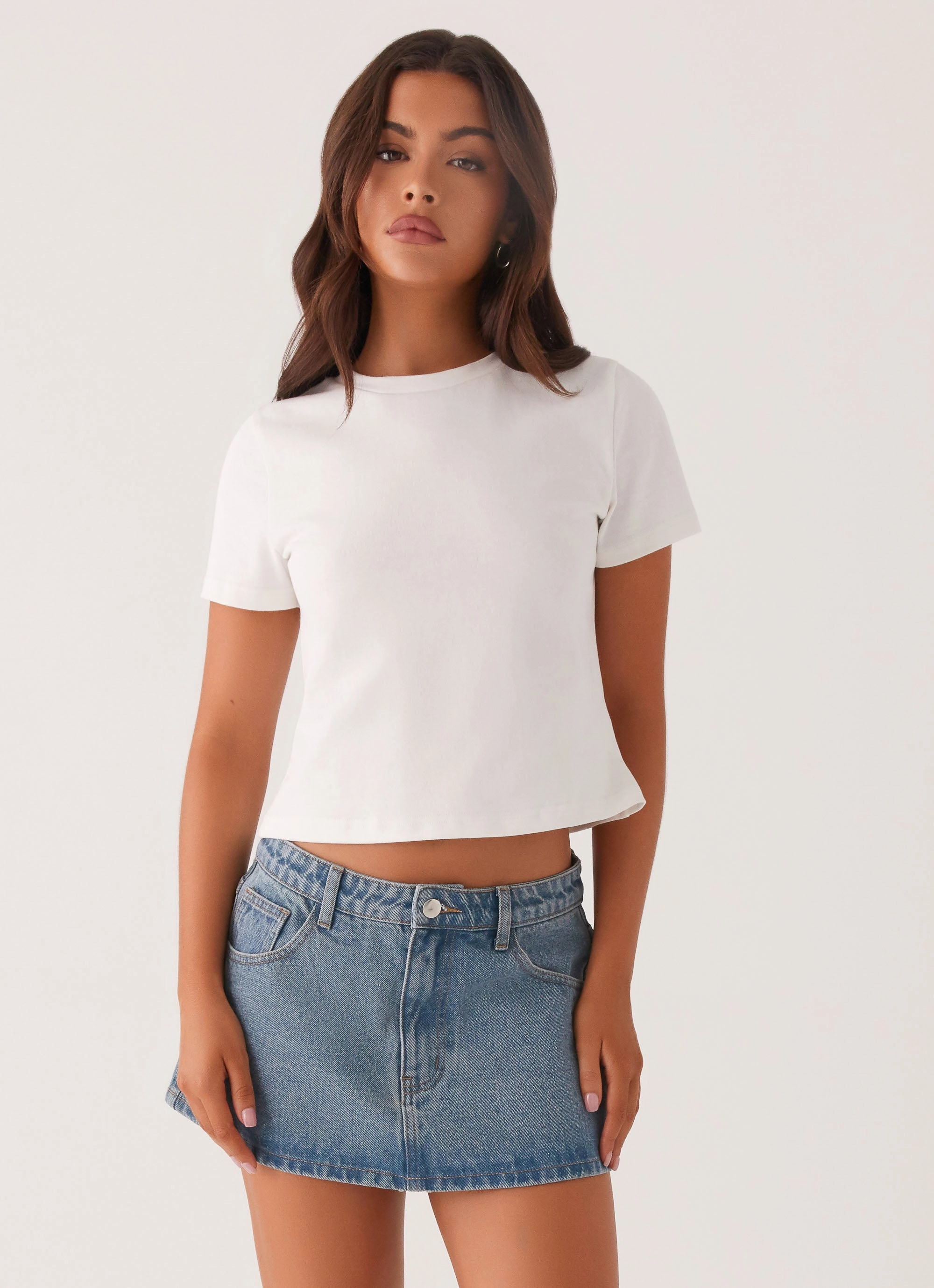 Beach Day Carrie Denim Mini Skirt - Washed Indigo