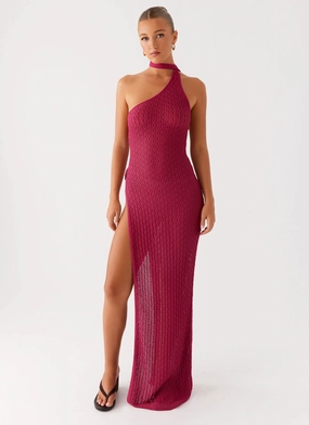 Skin Hug Stretch-Recovery Carryn Knit Maxi Dress - Hot Pink