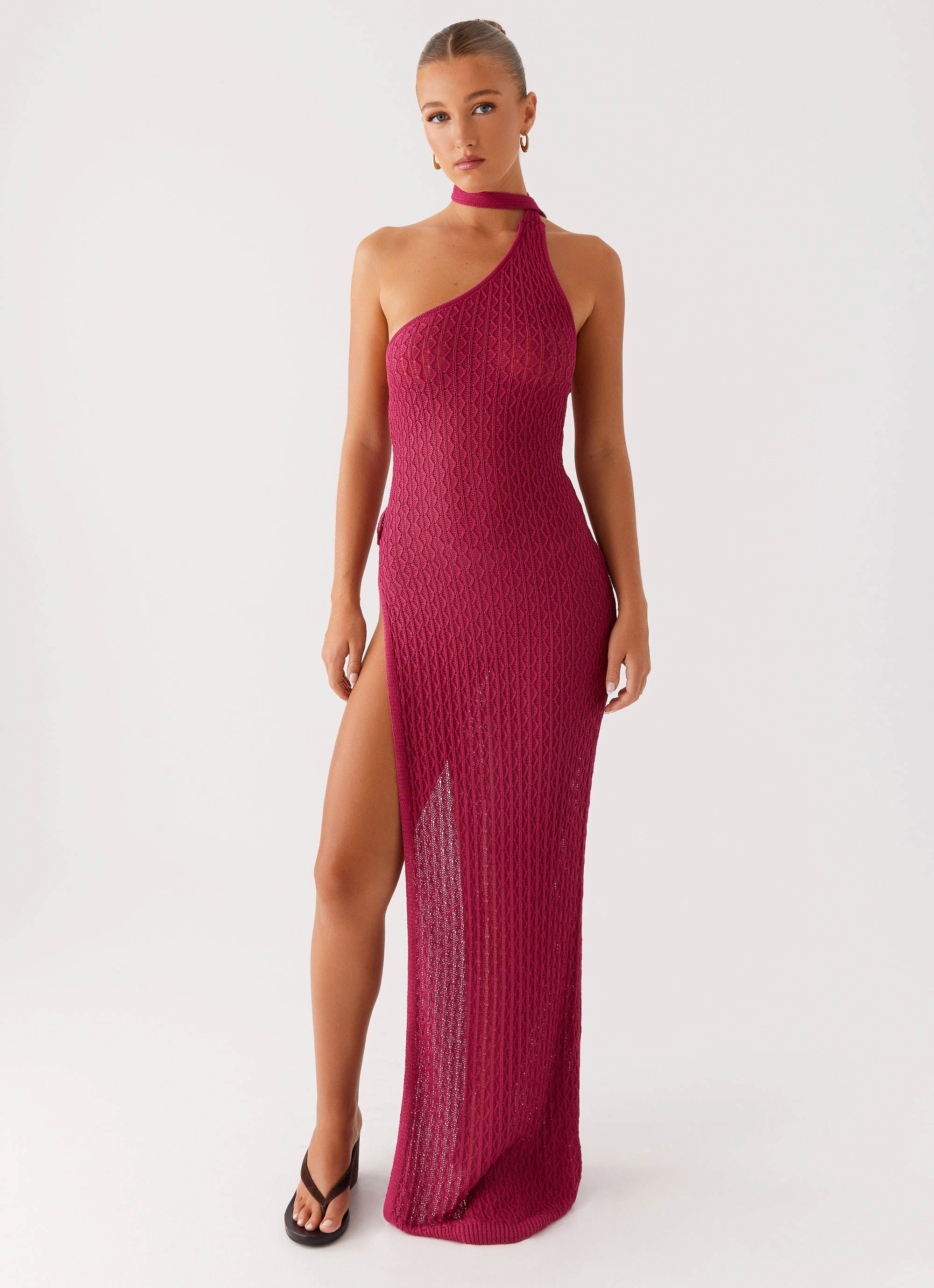 Skin Hug Stretch-Recovery Carryn Knit Maxi Dress - Hot Pink