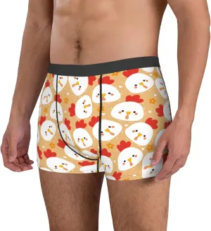 Cartoon Chicken Mens Underwear Boxer Briefs, Comfort Breathable Boxers For Men Regular