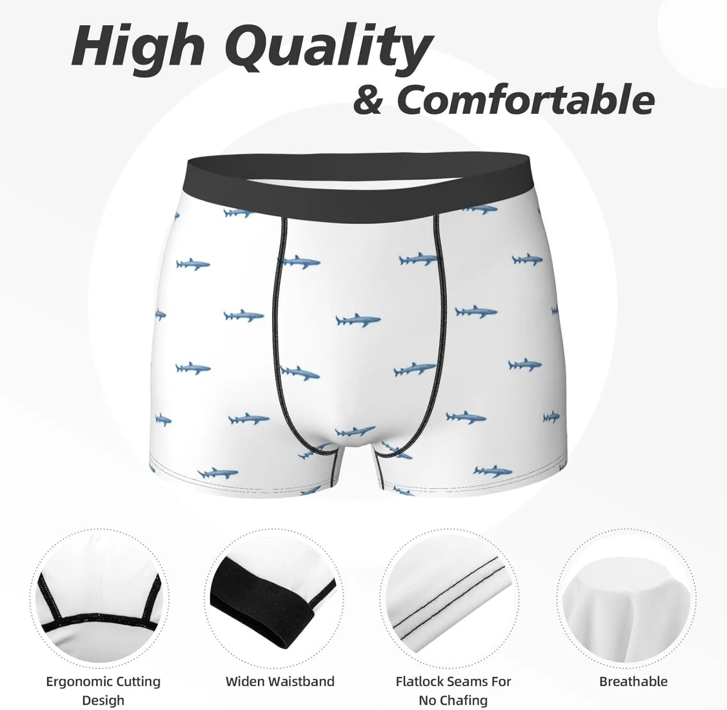 Cartoon Cool Shark_C Mens Underwear Boxer Briefs, Comfort Breathable Boxers For Men Regular