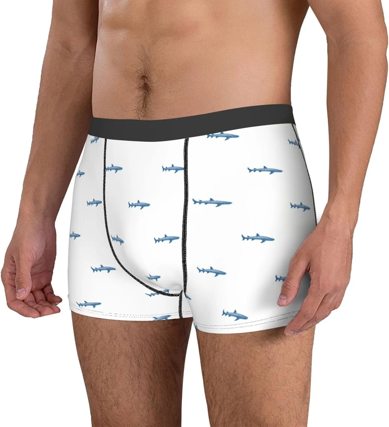 Cartoon Cool Shark_C Mens Underwear Boxer Briefs, Comfort Breathable Boxers For Men Regular
