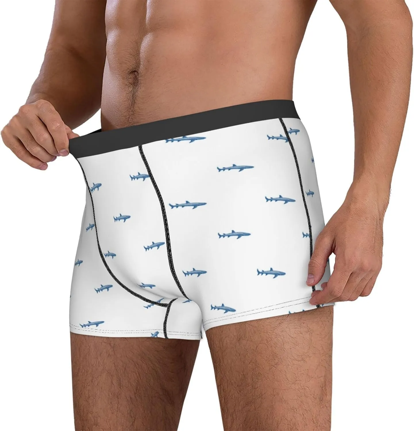Cartoon Cool Shark_C Mens Underwear Boxer Briefs, Comfort Breathable Boxers For Men Regular