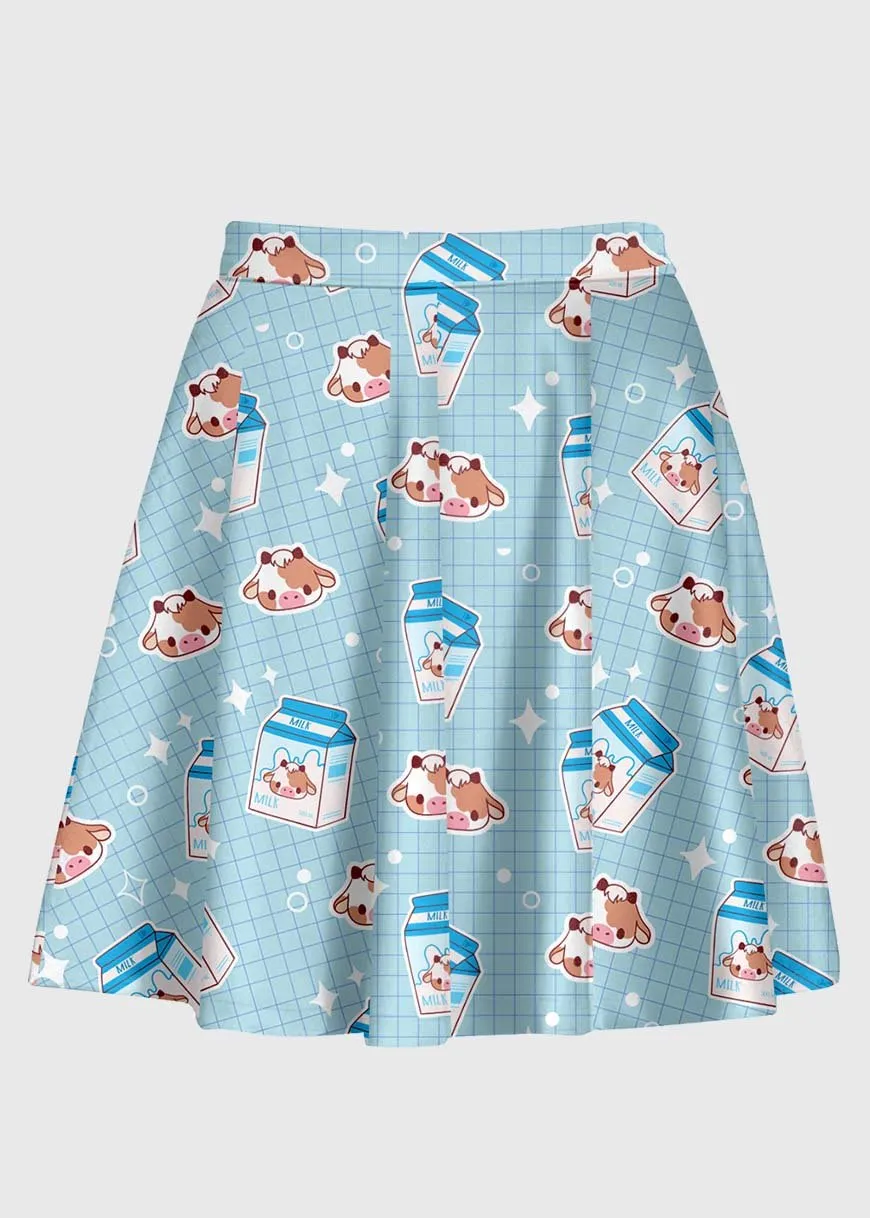Cartoon Cow Milk Kawaii Skirt