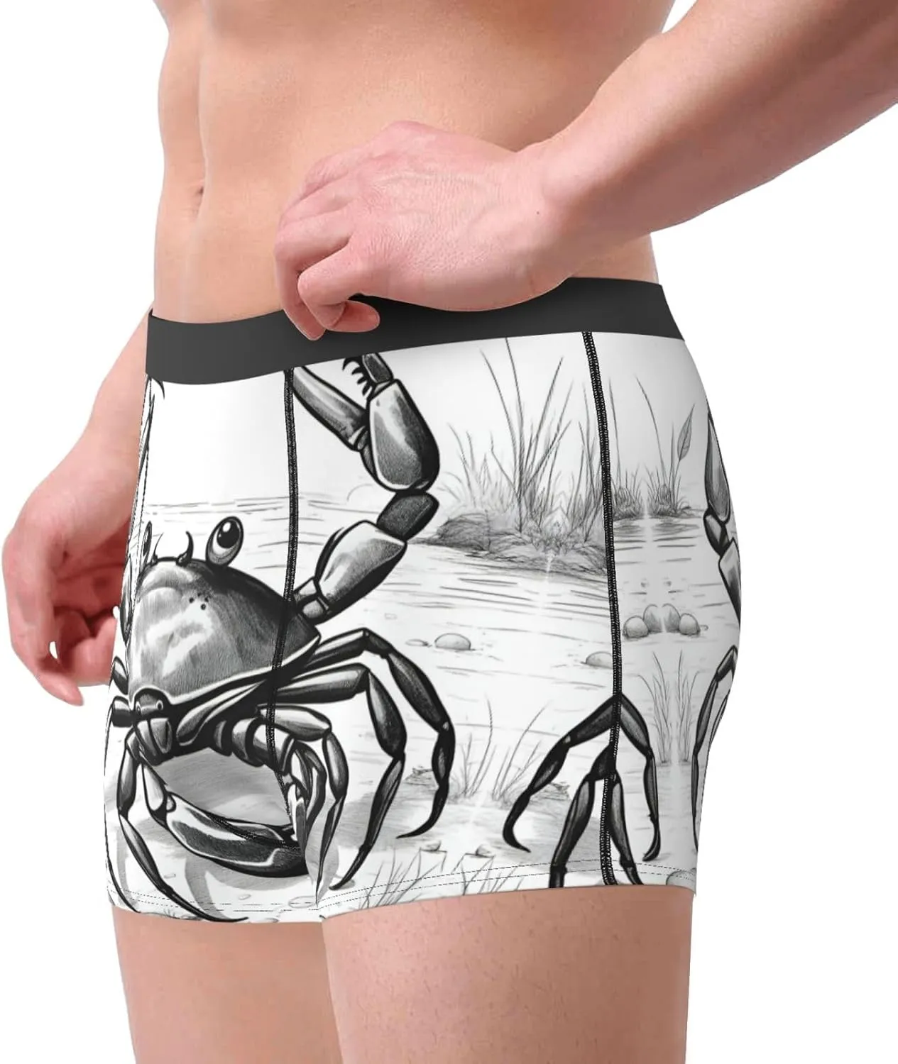 Cartoon Crab Print Men'S Underwear Boxer Briefs,Comfortsoft Boxer Brief For Men,Moisture Wicking Breathable