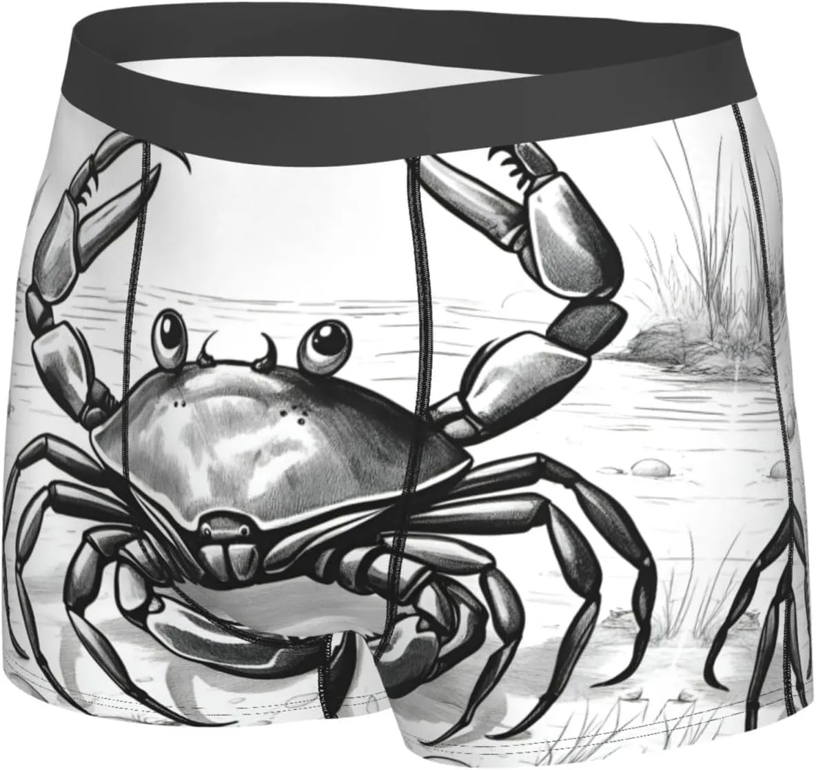 Cartoon Crab Print Men'S Underwear Boxer Briefs,Comfortsoft Boxer Brief For Men,Moisture Wicking Breathable