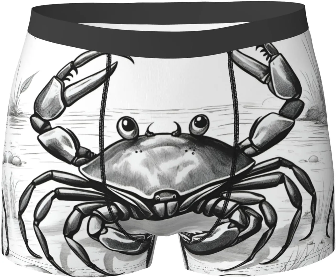 Cartoon Crab Print Men'S Underwear Boxer Briefs,Comfortsoft Boxer Brief For Men,Moisture Wicking Breathable