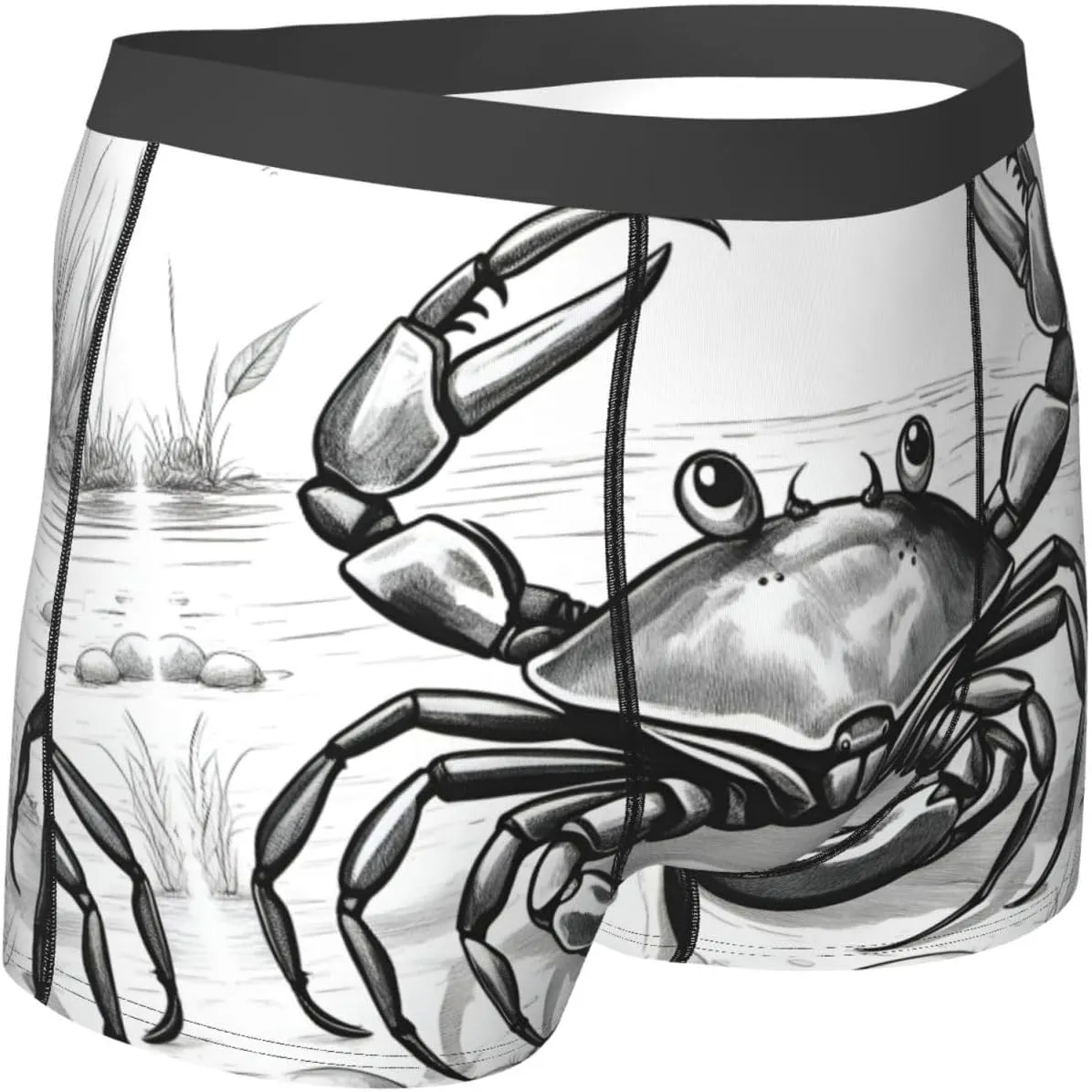 Cartoon Crab Print Men'S Underwear Boxer Briefs,Comfortsoft Boxer Brief For Men,Moisture Wicking Breathable