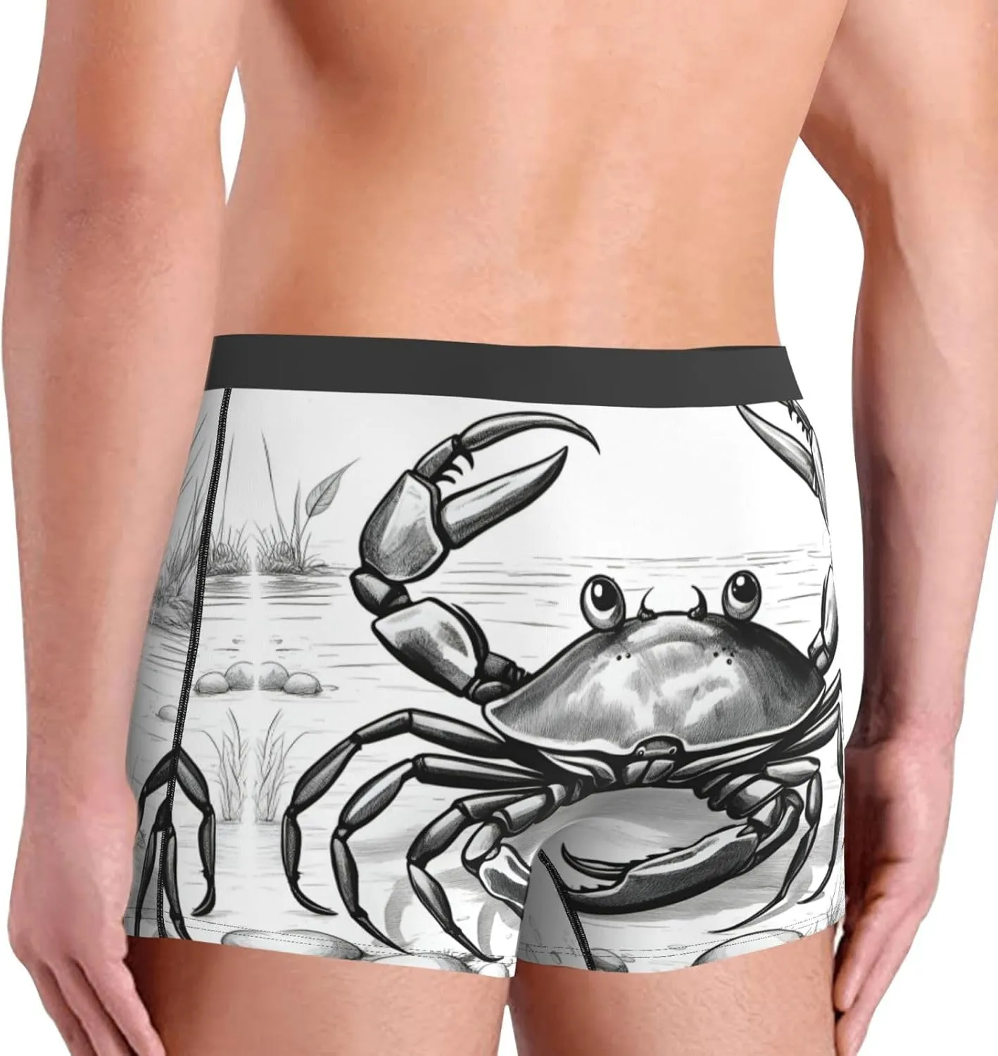 Cartoon Crab Print Men'S Underwear Boxer Briefs,Comfortsoft Boxer Brief For Men,Moisture Wicking Breathable