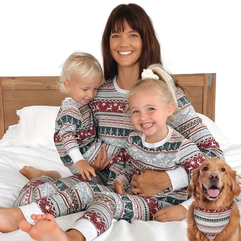 Cartoon Deer and Tree Print Family Matching Christmas Pajamas Sets