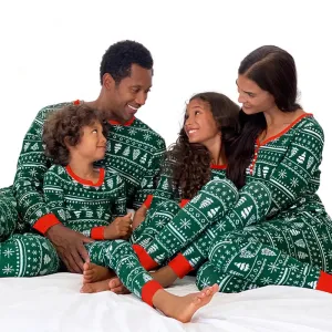 Cartoon Deer and Tree Print Family Matching Christmas Pajamas Sets