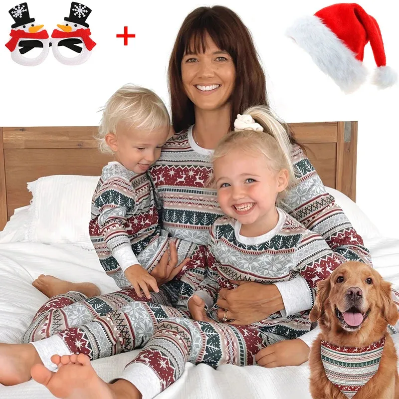 Cartoon Deer and Tree Print Family Matching Christmas Pajamas Sets