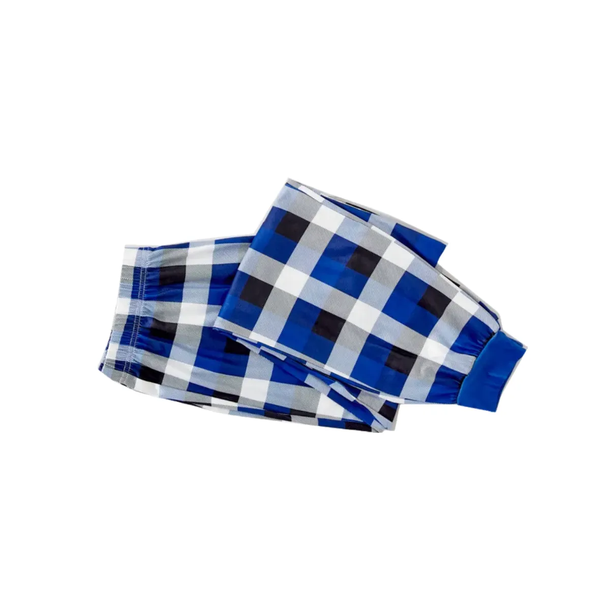Cartoon Pattern and Funny Slogan Printed Blue and White Plaid Family Matching Pajamas