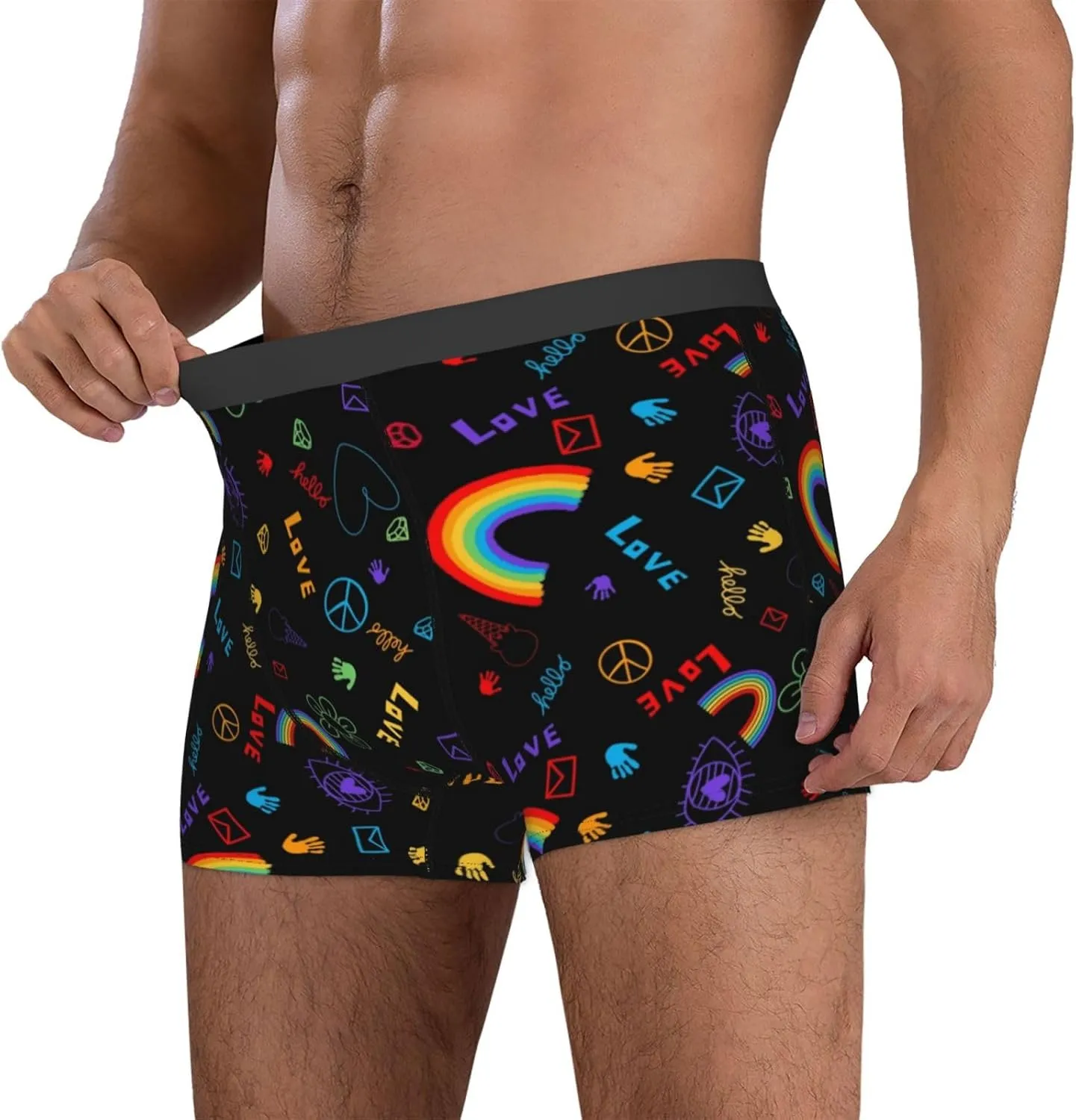 Cartoon Pride Lgbt Mens Underwear Boxer Briefs, Comfort Breathable Boxers For Men Regular