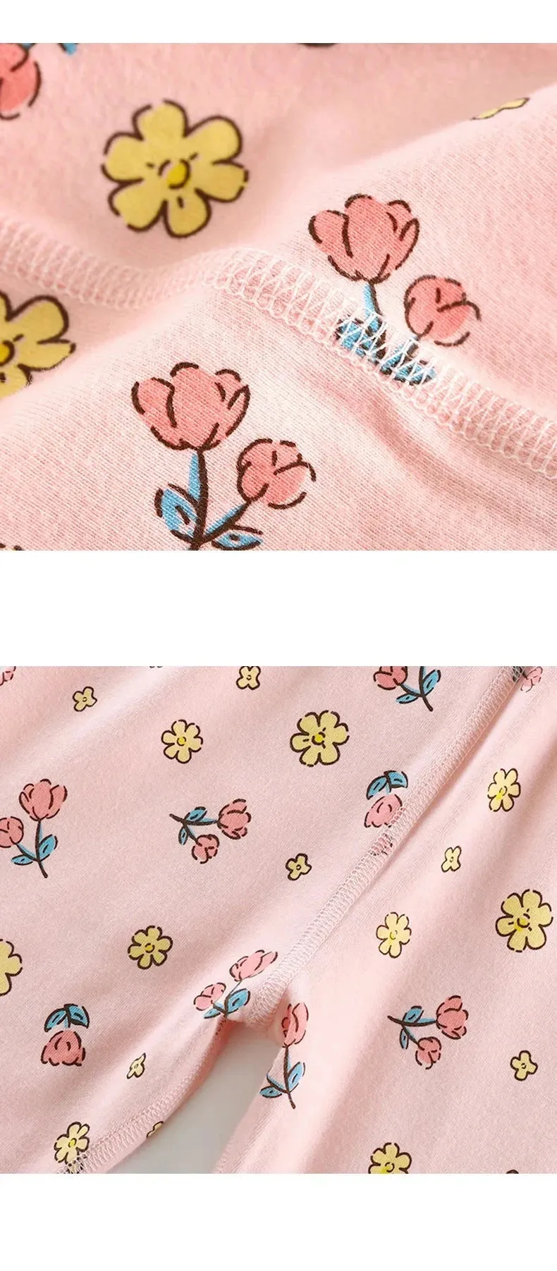 Cartoon Print Long Sleeve Lycra Pajamas Set for Kids